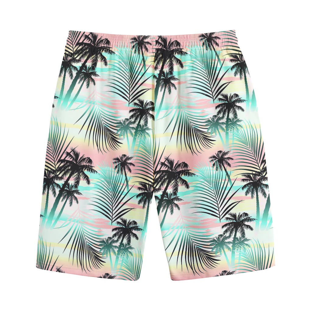 Pastel Palm Tree Pattern Print Cotton Shorts