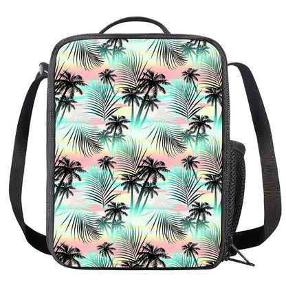 Pastel Palm Tree Pattern Print Crossbody Lunch Bag
