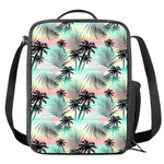 Pastel Palm Tree Pattern Print Crossbody Lunch Bag