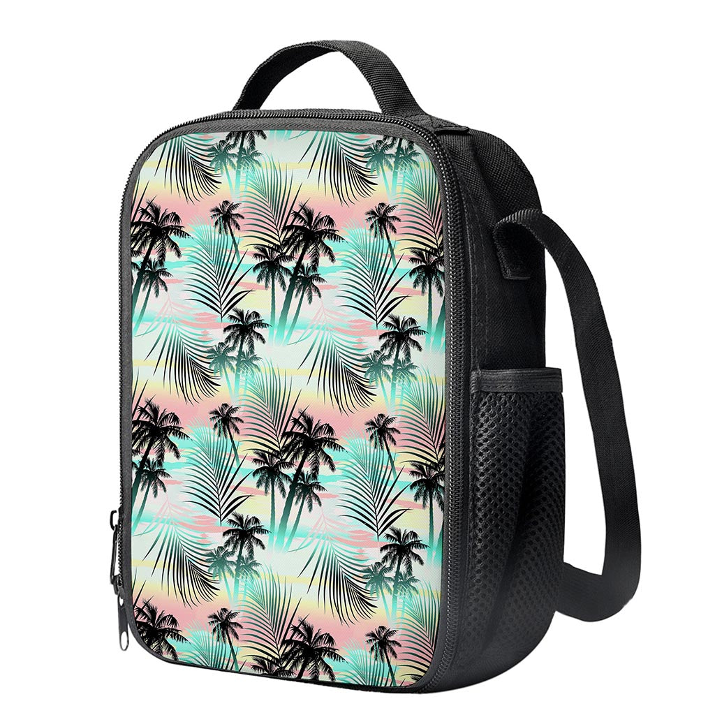 Pastel Palm Tree Pattern Print Crossbody Lunch Bag