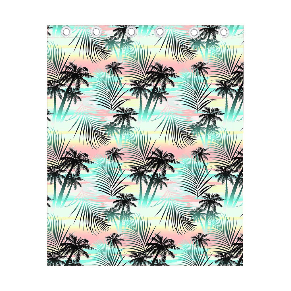 Pastel Palm Tree Pattern Print Curtain