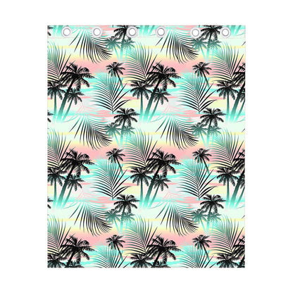 Pastel Palm Tree Pattern Print Curtain