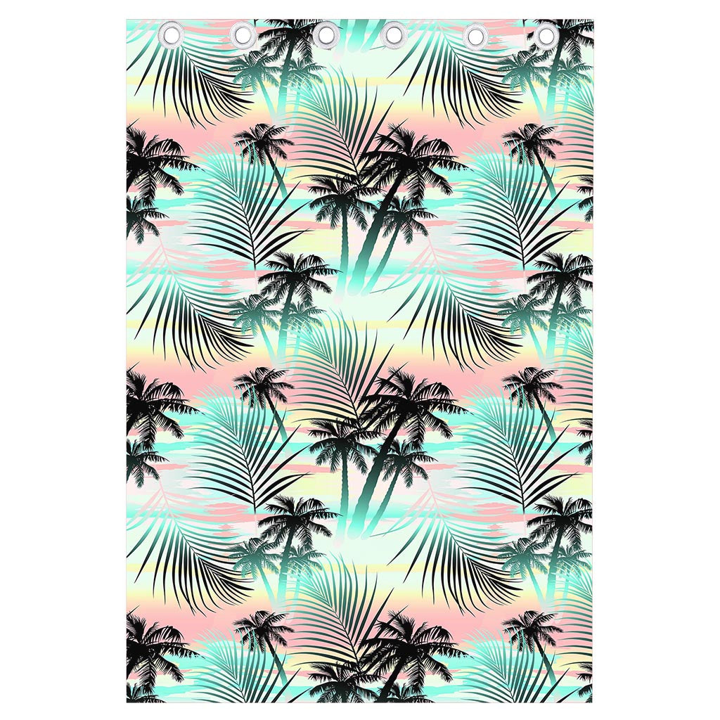 Pastel Palm Tree Pattern Print Curtain