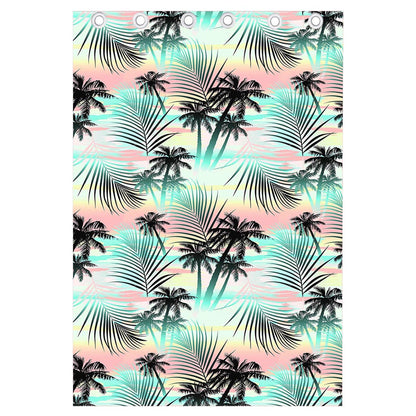 Pastel Palm Tree Pattern Print Curtain