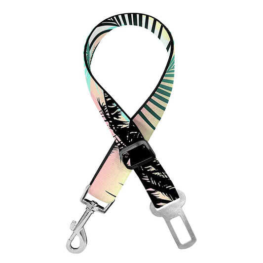 Pastel Palm Tree Pattern Print Dog Seat Belt