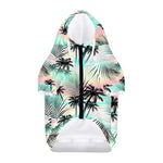 Pastel Palm Tree Pattern Print Dog Zip Up Hoodie