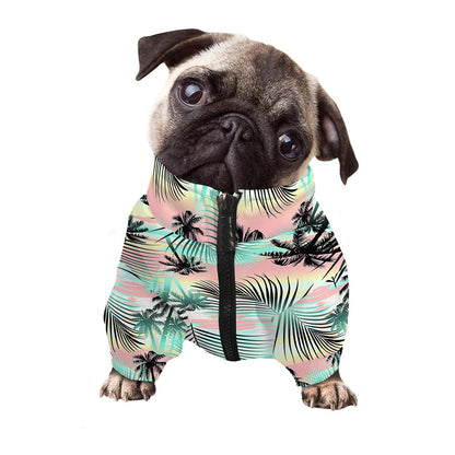 Pastel Palm Tree Pattern Print Dog Zip Up Jacket