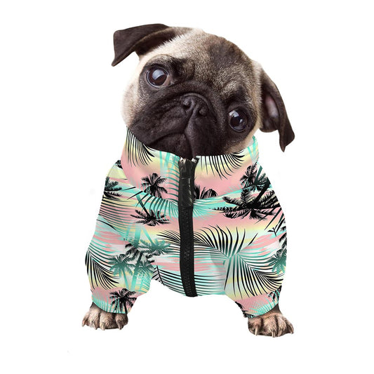 Pastel Palm Tree Pattern Print Dog Zip Up Jacket