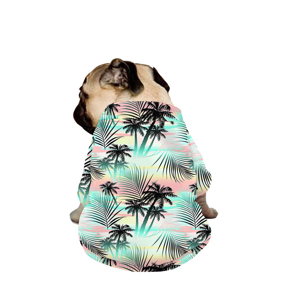 Pastel Palm Tree Pattern Print Dog Zip Up Jacket