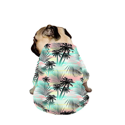 Pastel Palm Tree Pattern Print Dog Zip Up Jacket