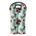 Pastel Palm Tree Pattern Print Double Neoprene Wine Tote