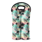 Pastel Palm Tree Pattern Print Double Neoprene Wine Tote