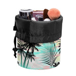 Pastel Palm Tree Pattern Print Drawstring Makeup Bag