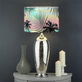 Pastel Palm Tree Pattern Print Drum Lamp Shade