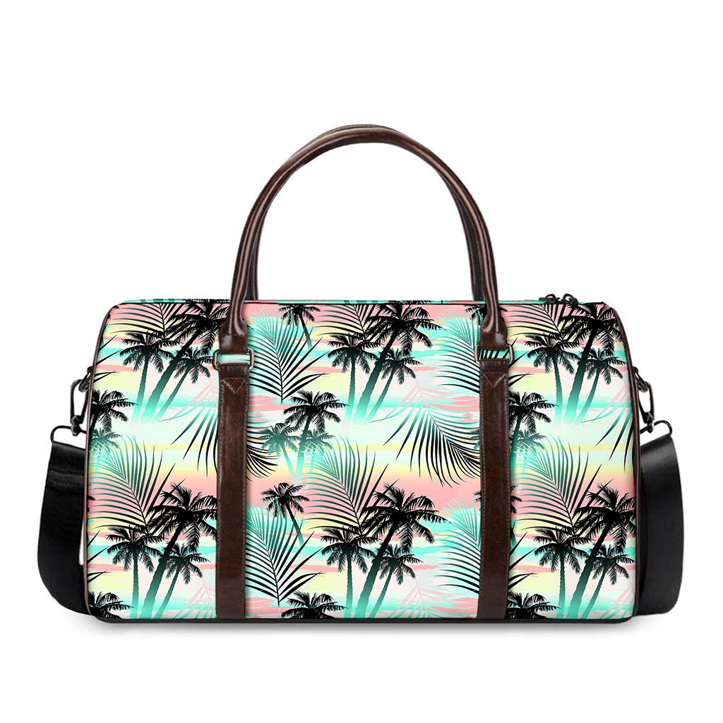 Pastel Palm Tree Pattern Print Duffle Bag