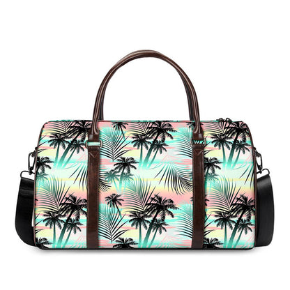Pastel Palm Tree Pattern Print Duffle Bag