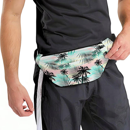 Pastel Palm Tree Pattern Print Fanny Pack