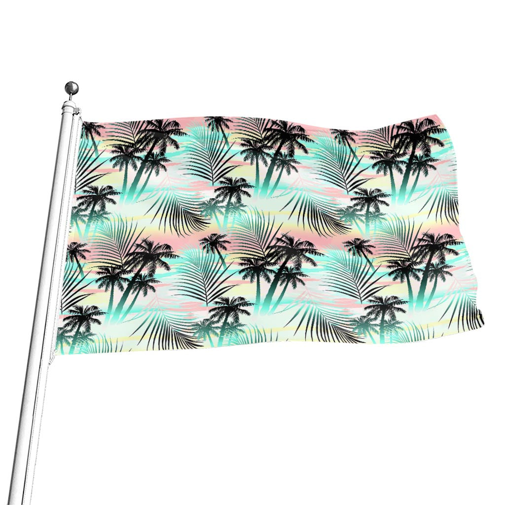 Pastel Palm Tree Pattern Print Flag