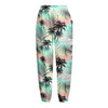 Pastel Palm Tree Pattern Print Fleece Lined Knit Pants