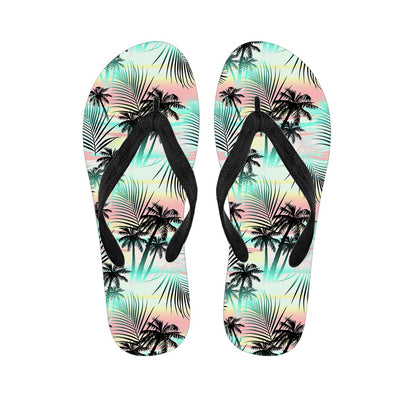 Pastel Palm Tree Pattern Print Flip Flops