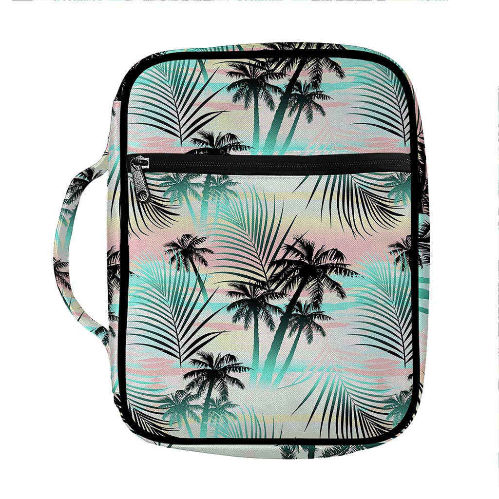 Pastel Palm Tree Pattern Print Front Pocket Bible Bag