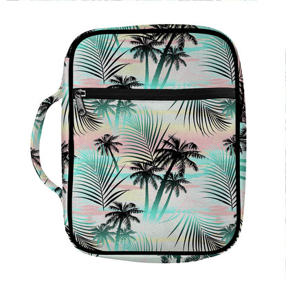 Pastel Palm Tree Pattern Print Front Pocket Bible Bag
