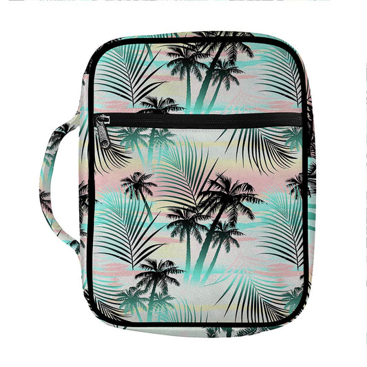 Pastel Palm Tree Pattern Print Front Pocket Bible Bag