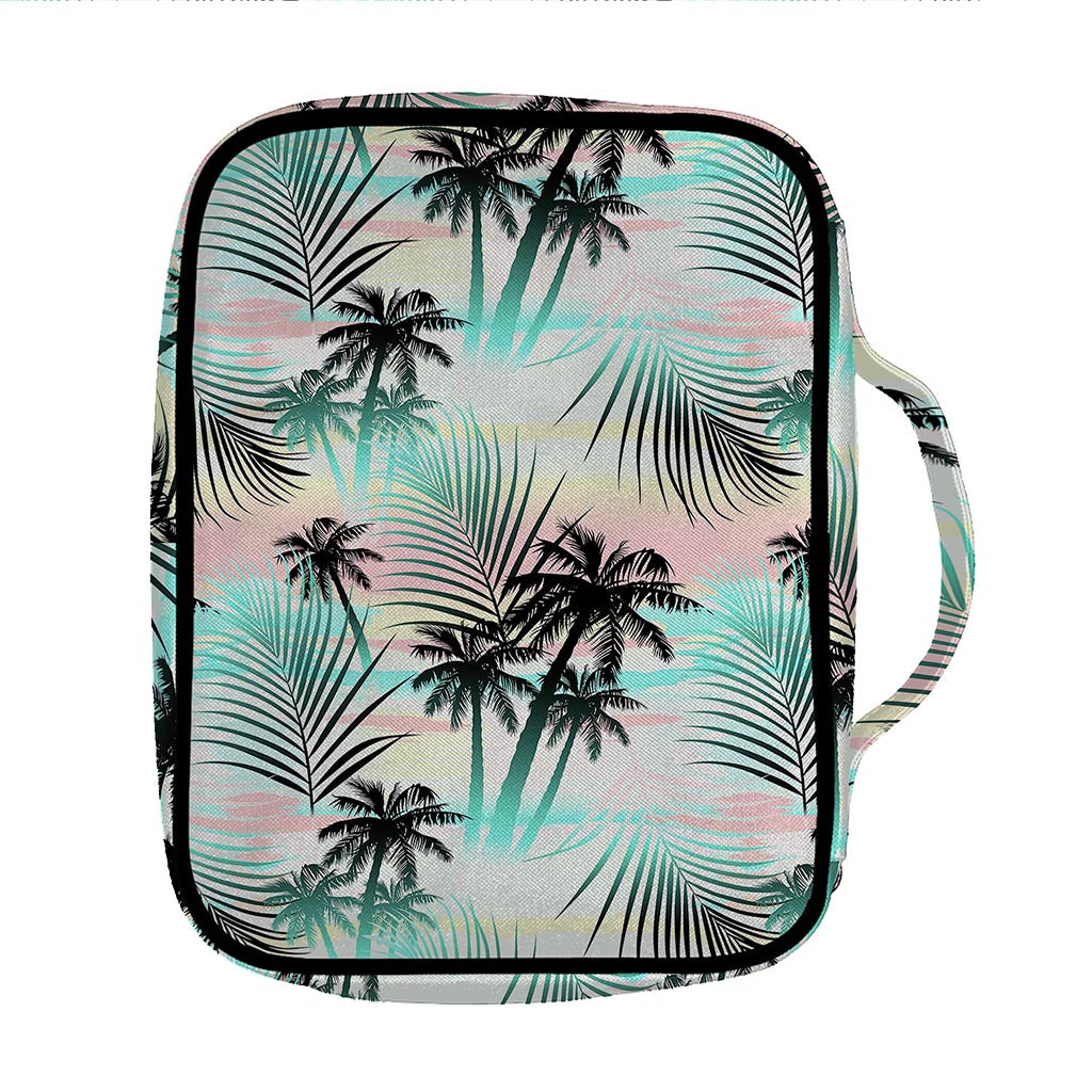 Pastel Palm Tree Pattern Print Front Pocket Bible Bag