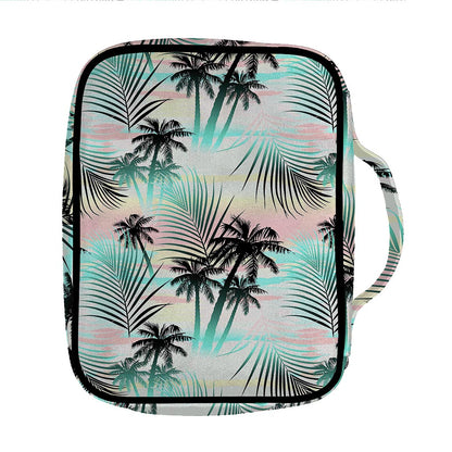 Pastel Palm Tree Pattern Print Front Pocket Bible Bag