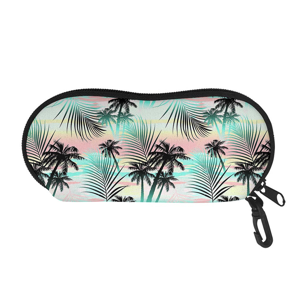 Pastel Palm Tree Pattern Print Glasses Case