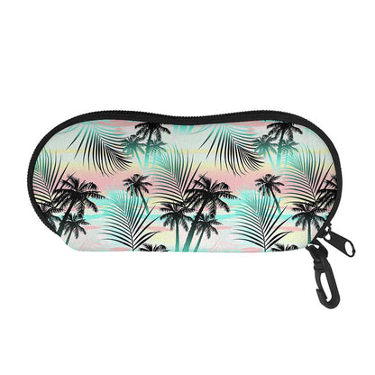 Pastel Palm Tree Pattern Print Glasses Case