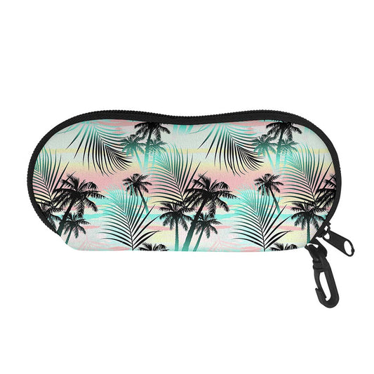 Pastel Palm Tree Pattern Print Glasses Case
