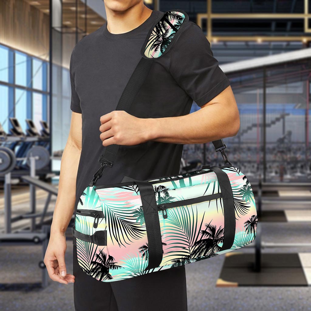 Pastel Palm Tree Pattern Print Gym Bag