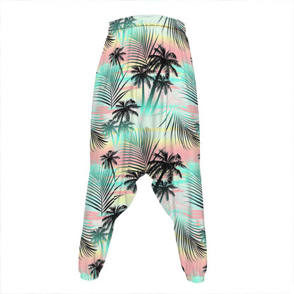 Pastel Palm Tree Pattern Print Hammer Pants