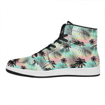 Pastel Palm Tree Pattern Print High Top Leather Sneakers