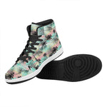 Pastel Palm Tree Pattern Print High Top Leather Sneakers