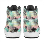 Pastel Palm Tree Pattern Print High Top Leather Sneakers