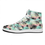 Pastel Palm Tree Pattern Print High Top Leather Sneakers