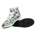 Pastel Palm Tree Pattern Print High Top Leather Sneakers