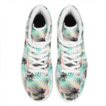 Pastel Palm Tree Pattern Print High Top Leather Sneakers