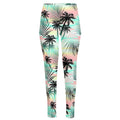 Pastel Palm Tree Pattern Print High-Waisted Pocket Leggings