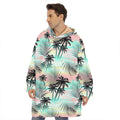 Pastel Palm Tree Pattern Print Hoodie Blanket