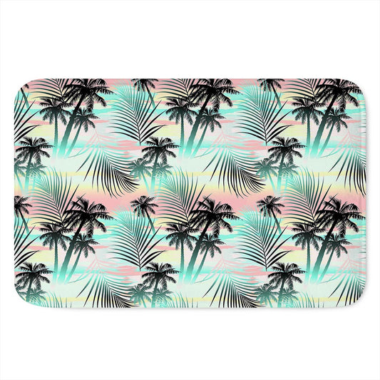 Pastel Palm Tree Pattern Print Indoor Door Mat