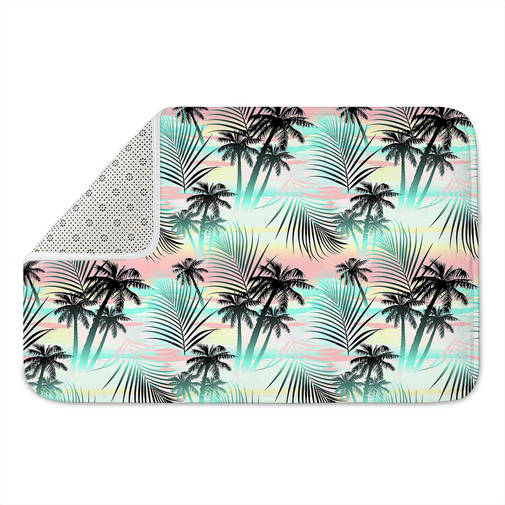 Pastel Palm Tree Pattern Print Indoor Door Mat