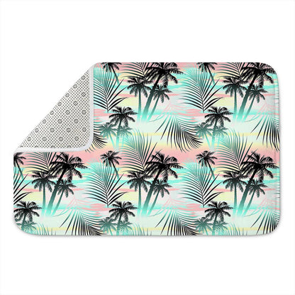 Pastel Palm Tree Pattern Print Indoor Door Mat