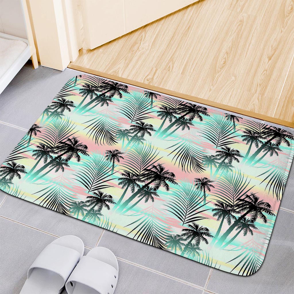 Pastel Palm Tree Pattern Print Indoor Door Mat