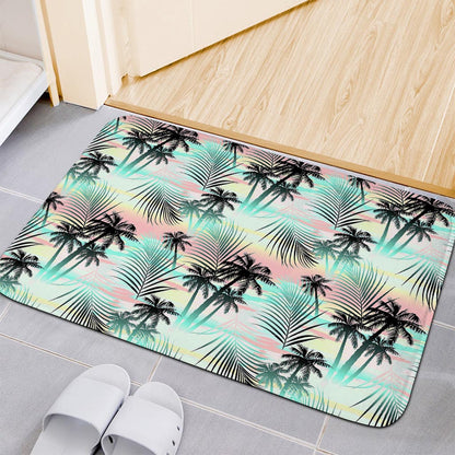 Pastel Palm Tree Pattern Print Indoor Door Mat