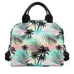 Pastel Palm Tree Pattern Print Insulated Lunch Bag