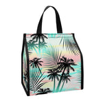 Pastel Palm Tree Pattern Print Insulated Lunch Tote