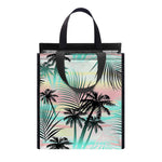 Pastel Palm Tree Pattern Print Insulated Lunch Tote